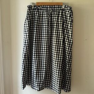 Jcrew factory navy gingham midi skirt
